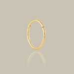 14K Solid Gold Plain Clicker Hoop Ring - 16G, 18G