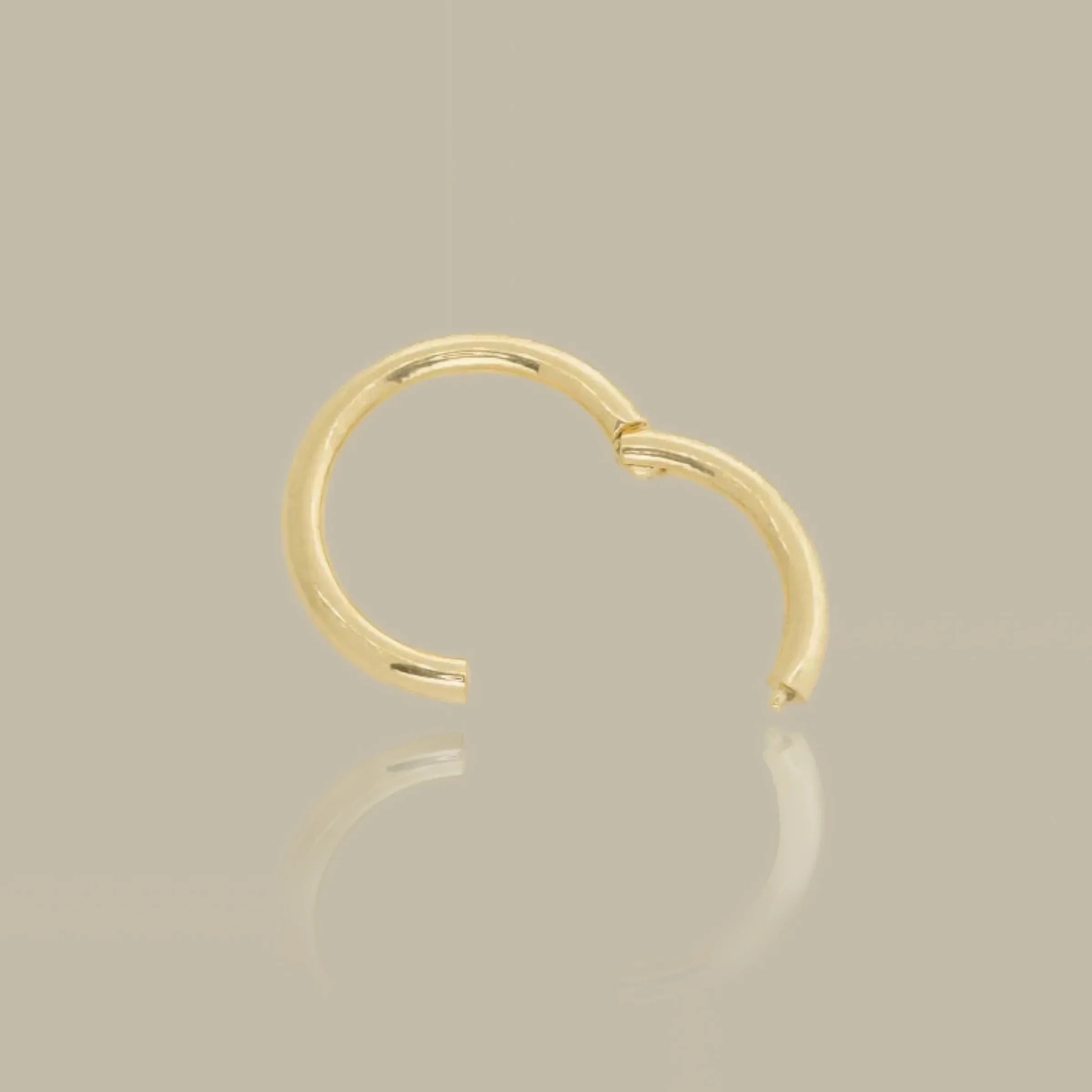14K Solid Gold Plain Clicker Hoop Ring - 16G, 18G