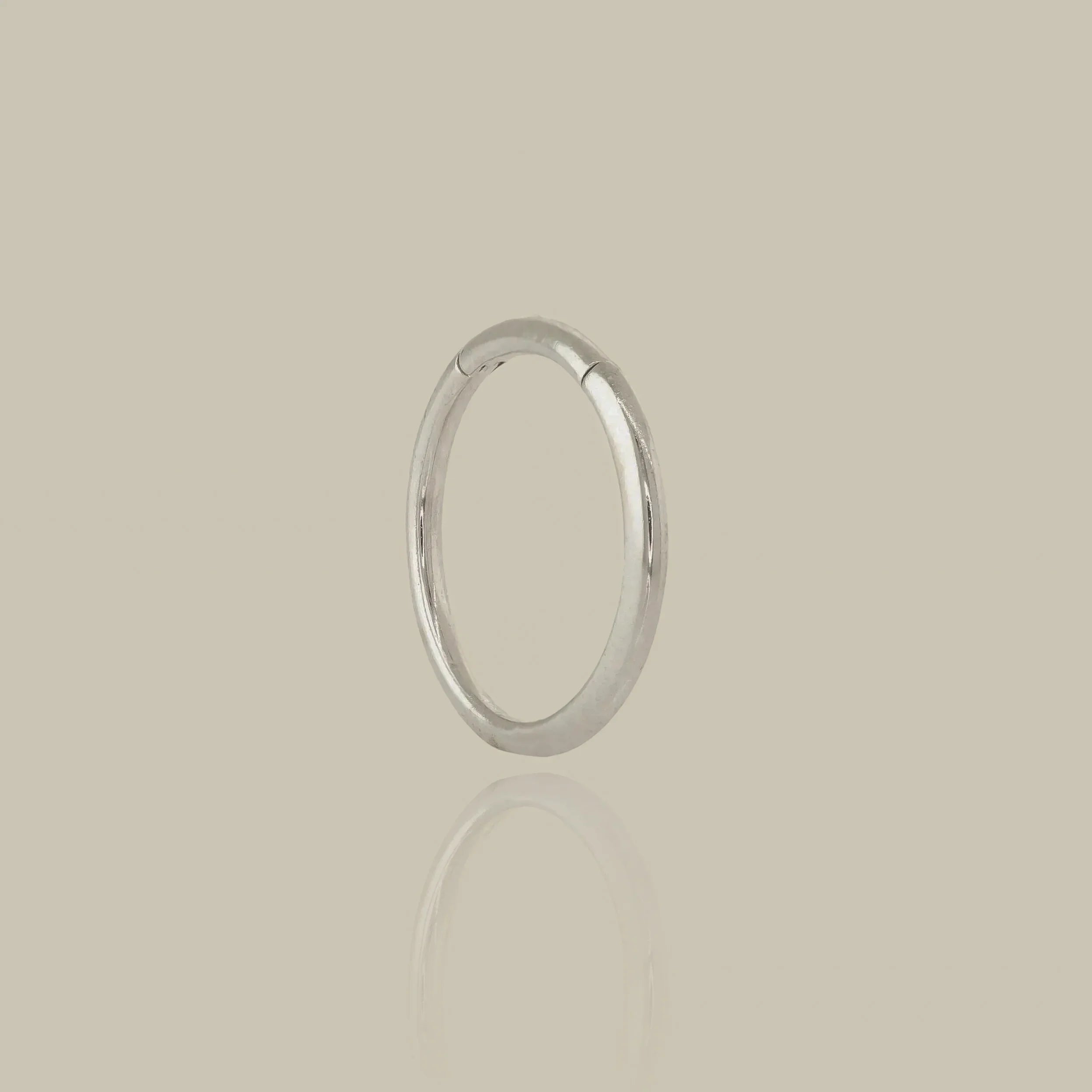 14K Solid Gold Plain Clicker Hoop Ring - 16G, 18G