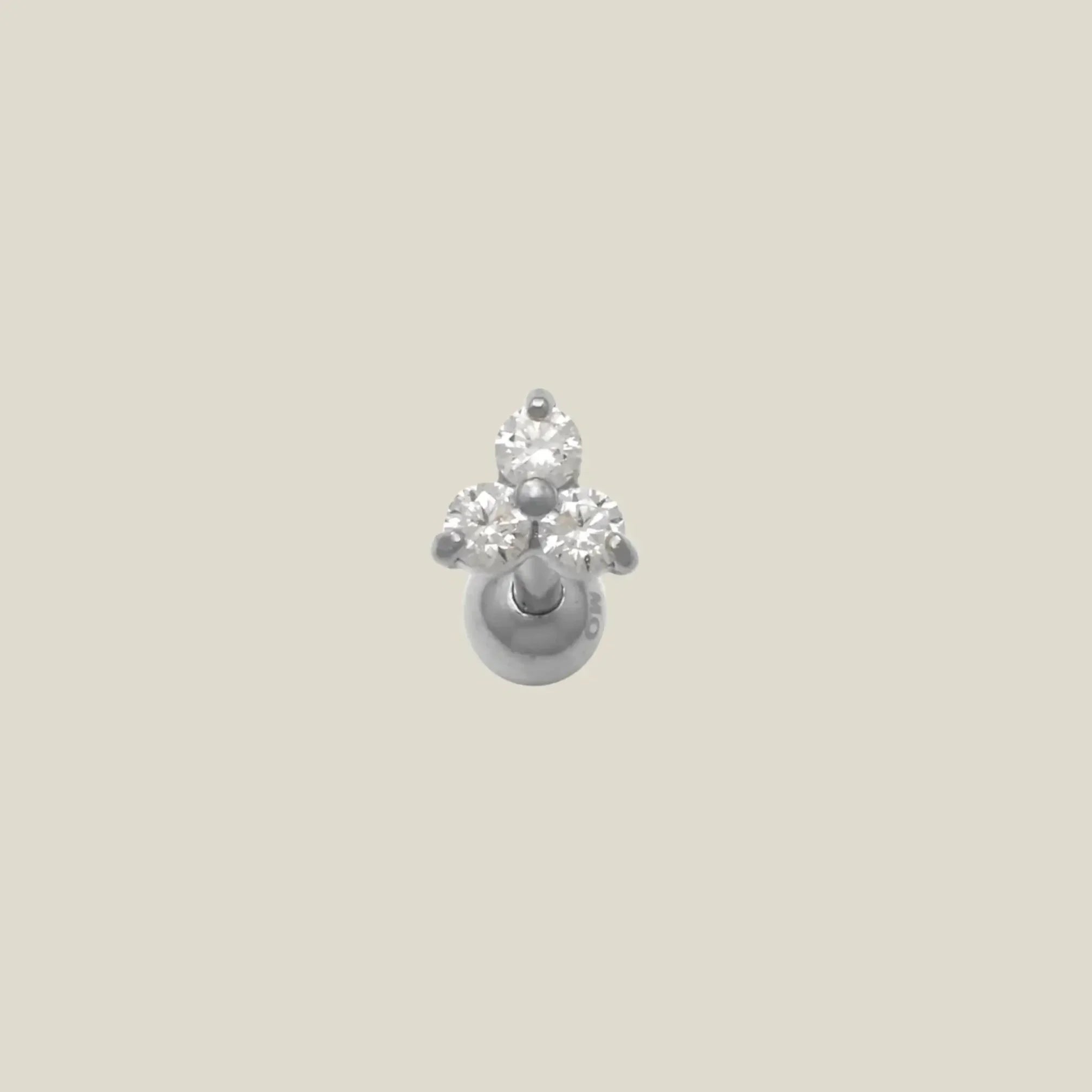 14K Solid Gold Diamond Trinity Lotus Stud – Anygolds