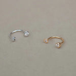 Bezel Diamond Horseshoe Hoop - Anygolds