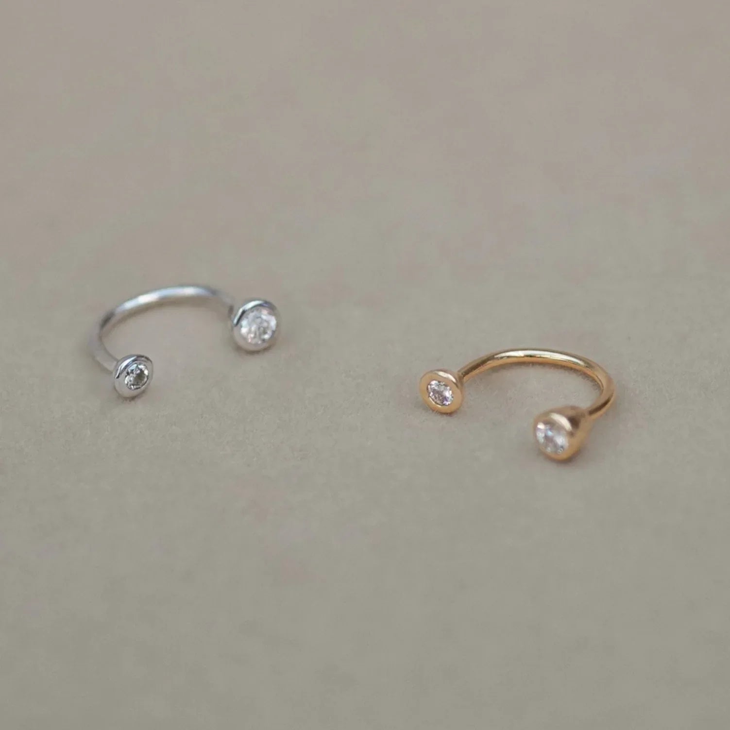 Bezel Diamond Horseshoe Hoop - Anygolds