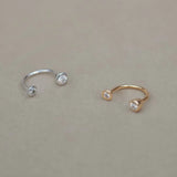 Bezel Diamond Horseshoe Hoop - Anygolds