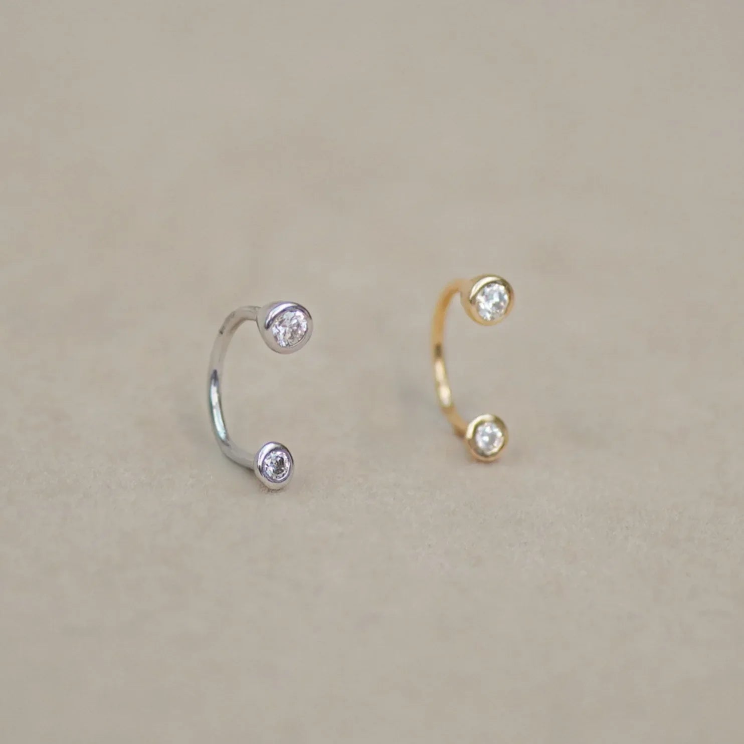 Bezel Diamond Horseshoe Hoop - Anygolds