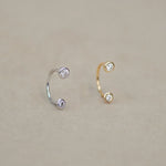 Bezel Diamond Horseshoe Hoop - Anygolds