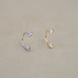 Bezel Diamond Horseshoe Hoop - Anygolds