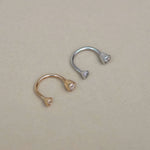 Bezel Diamond Horseshoe Hoop - Anygolds