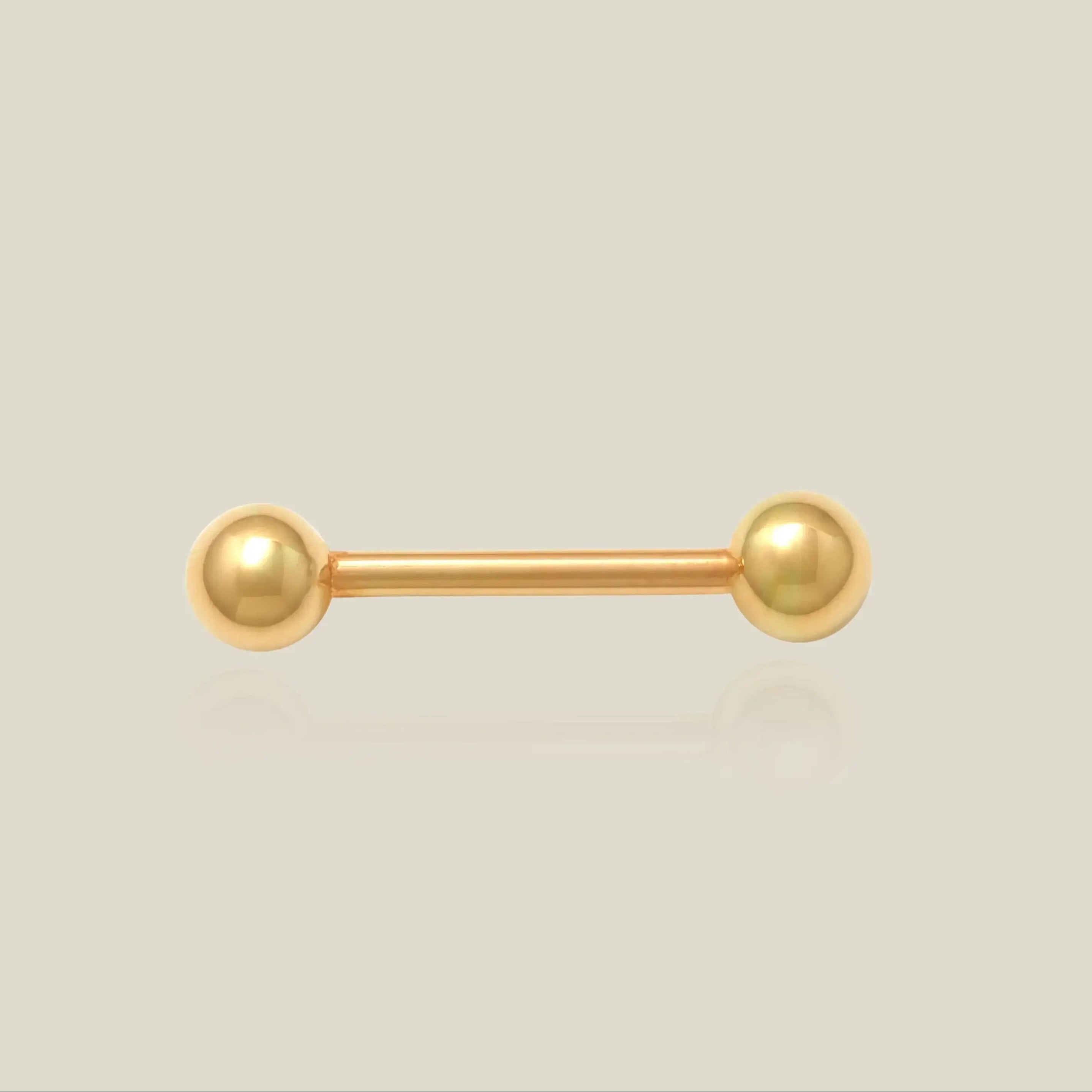 14K Solid Gold Plain Ball Thick Straight Barbell – Anygolds