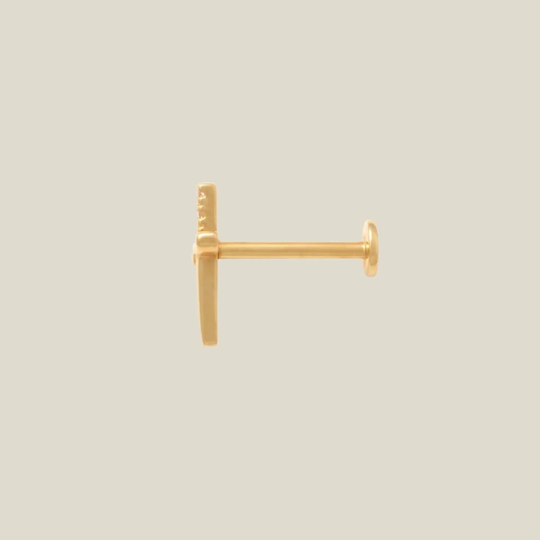 14K Solid Gold CZ Petite Dagger Stud – Anygolds
