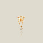 Curved Bar & Round Charm Stud (Internal Thread) - Anygolds