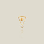 Curved Bar & Triangle Charm Stud (Internal Thread) - Anygolds