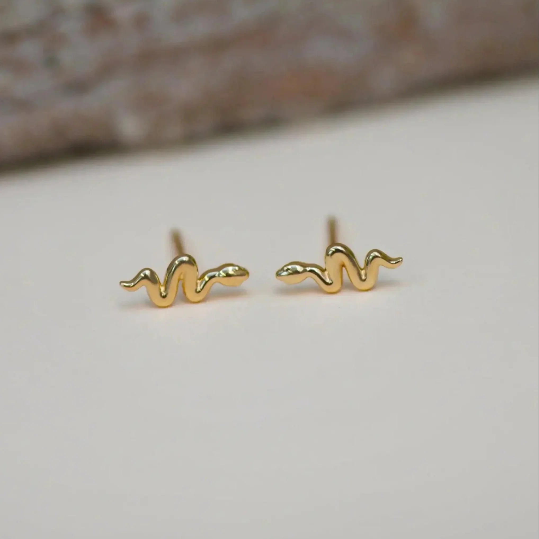 14K Solid Gold Mini Snake Stud Earrings – Anygolds