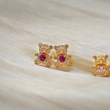 Teddy Bear with Heart Stud Earrings