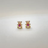 Teddy Bear with Heart Stud Earrings