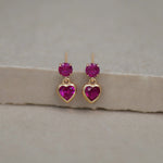 Heart Drop Stud Earrings - Anygolds
