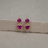 Heart Drop Stud Earrings - Anygolds