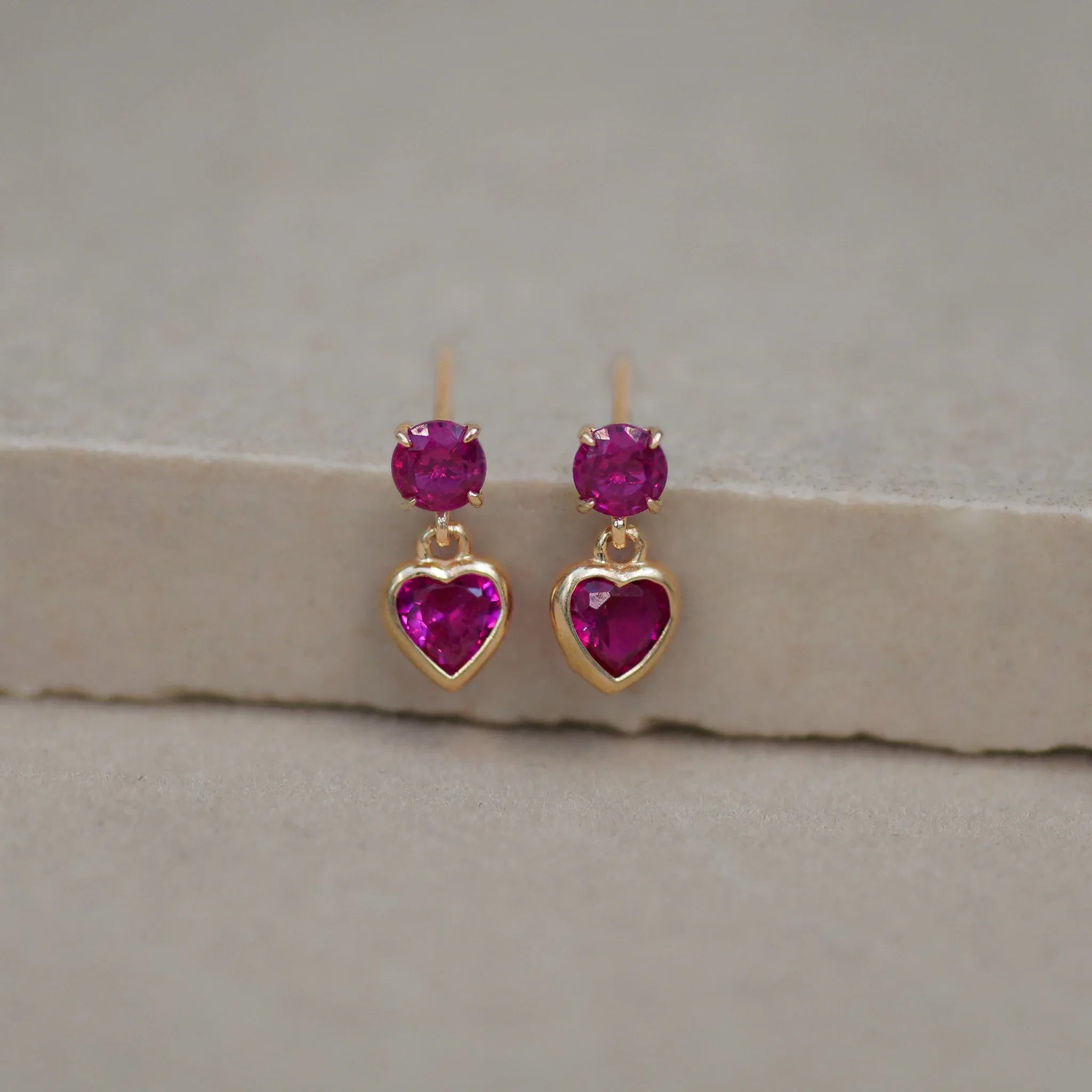 Heart Drop Stud Earrings - Anygolds