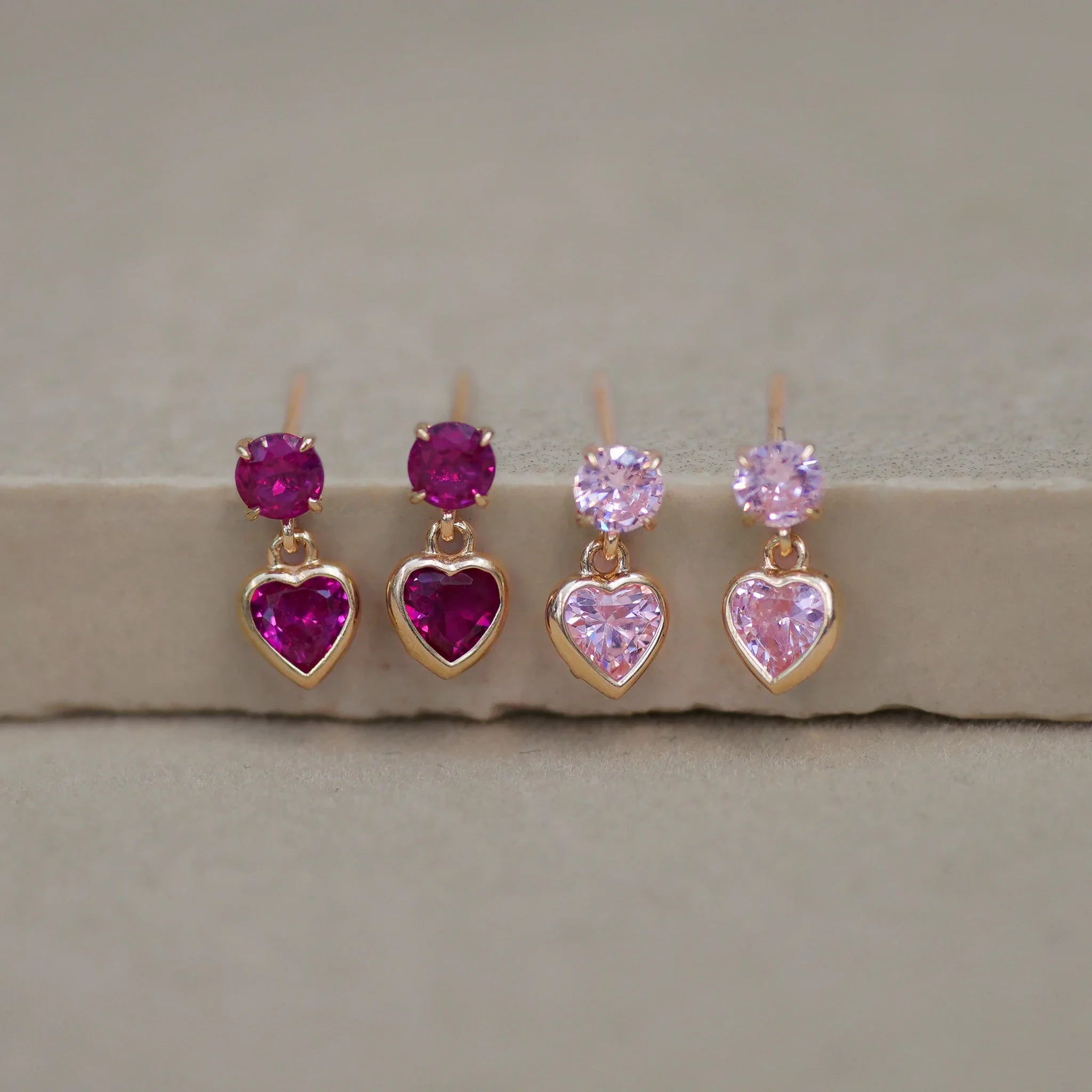 Heart Drop Stud Earrings - Anygolds
