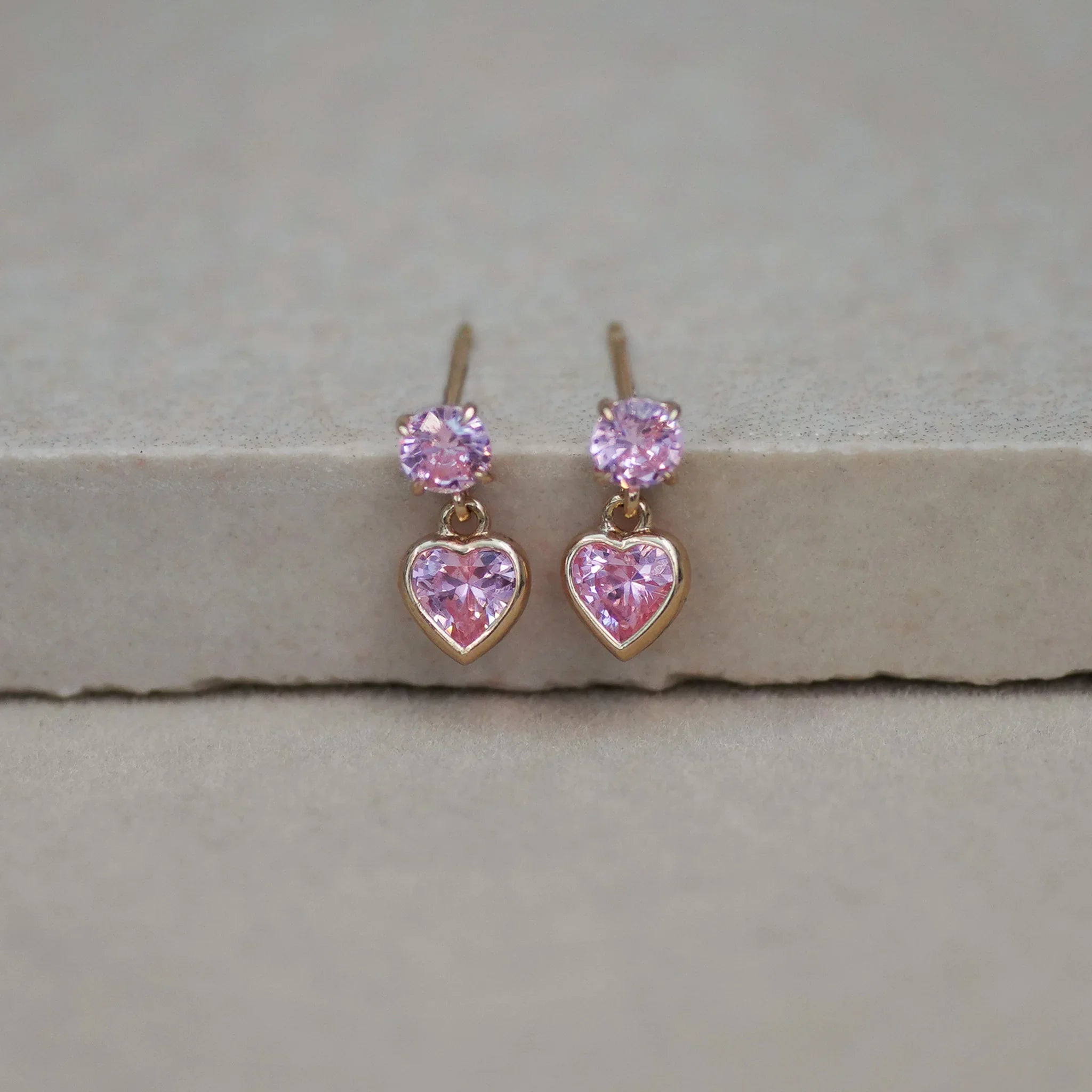 Heart Drop Stud Earrings - Anygolds