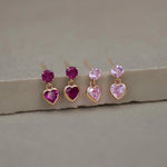 Heart Drop Stud Earrings - Anygolds