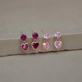 Heart Drop Stud Earrings - Anygolds