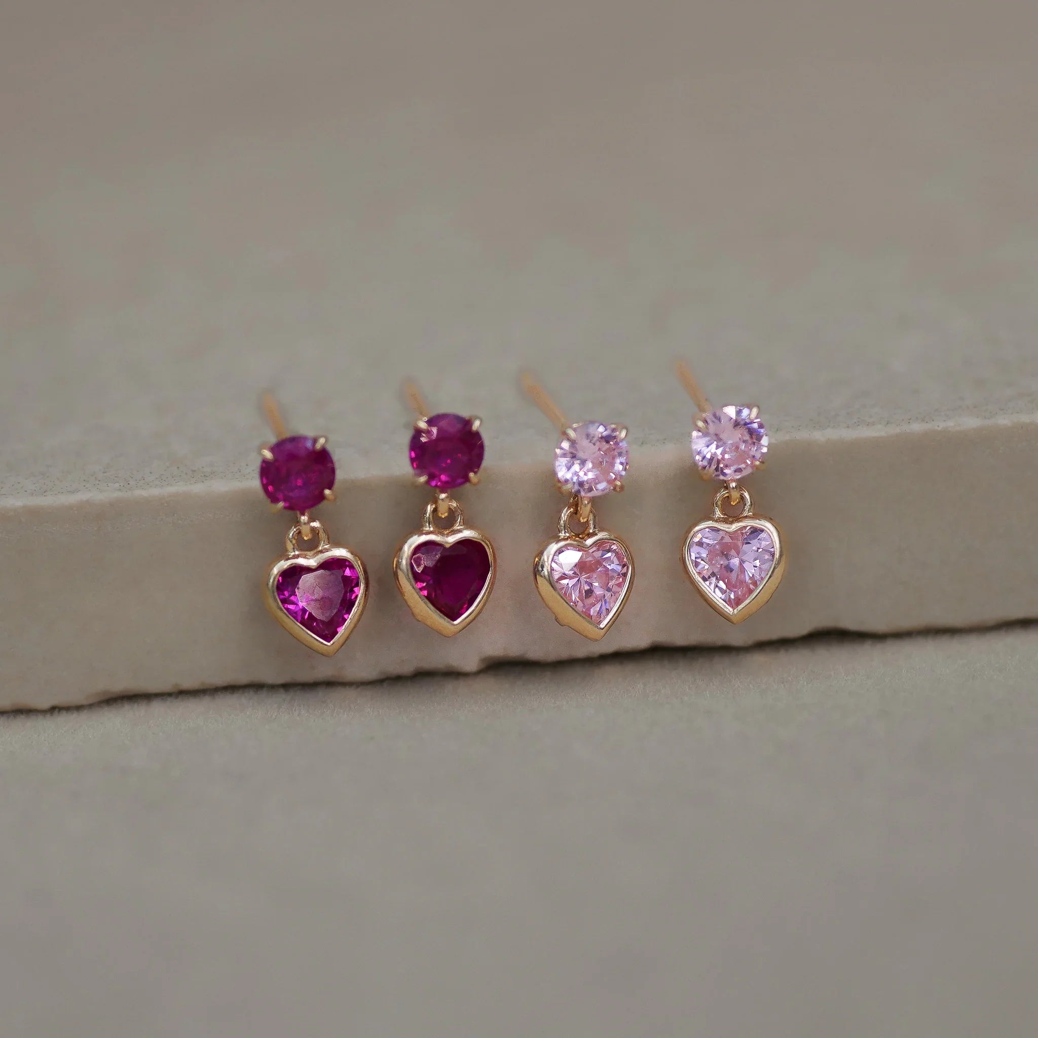 Heart Drop Stud Earrings - Anygolds