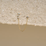 Dainty CZ Chain Double Stud Earring