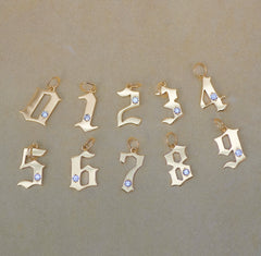 Diamond Gothic Number Pendant