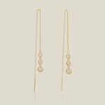 Triple Bezel Stone Threader Drop Earrings - Anygolds