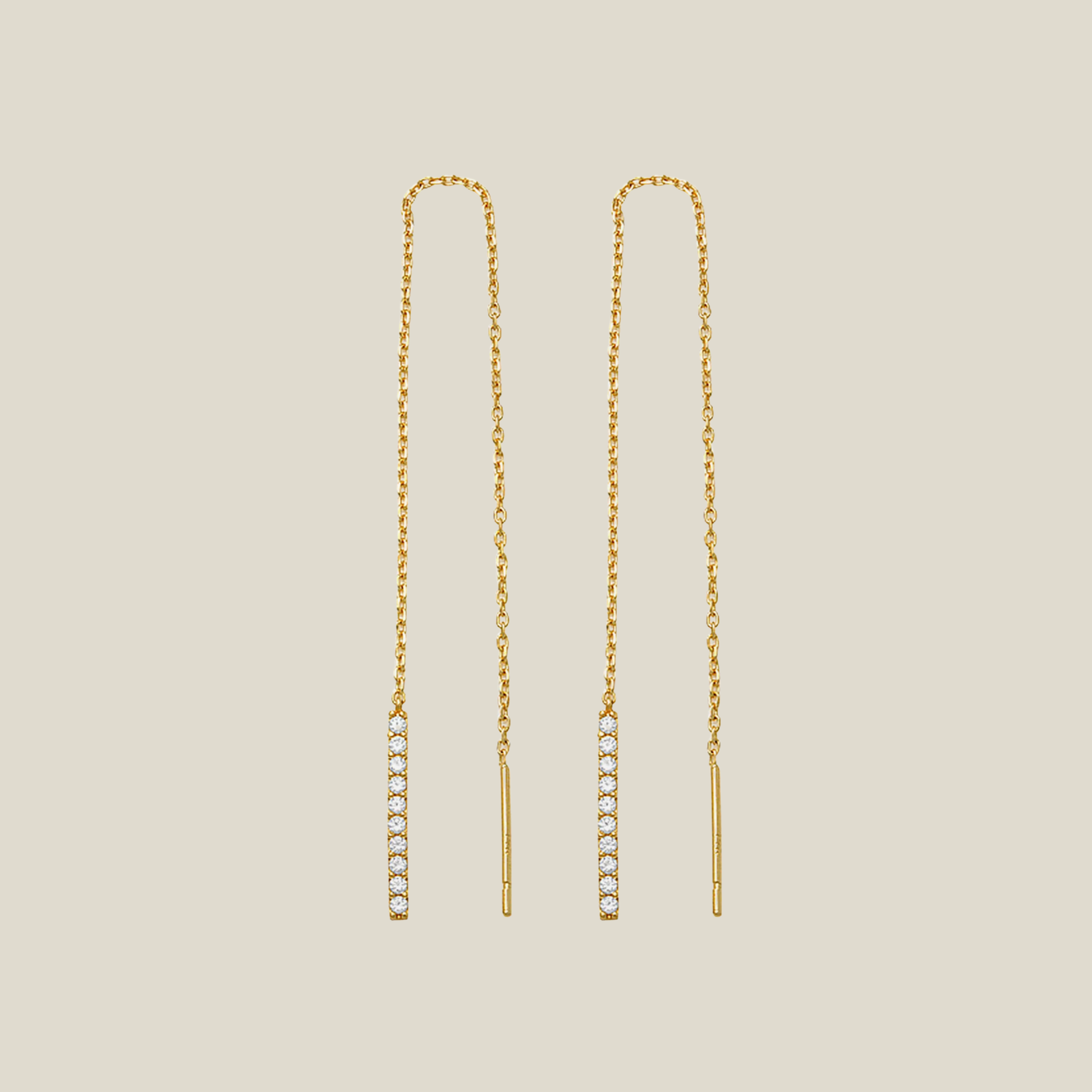 Skinny Bar Line Threader Drop Earrings - Anygolds