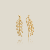 Olive Leaf Stone Climber Stud Earrings - Anygolds