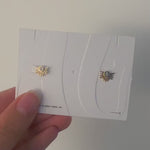 14K Solid Gold Cubic Zirconia Starburst Bezel Stud Earrings - Anygolds 