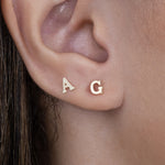 Initial Letter Stud Mini Stud Earrings - Anygolds