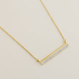14K Solid Gold 0.08ctw Diamond Line Bar Necklace