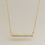 14K Solid Gold 0.08ctw Diamond Line Bar Necklace