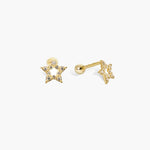 14K Solid Gold Star CZ Tragus Ear Piercing 18gauge - anygolds