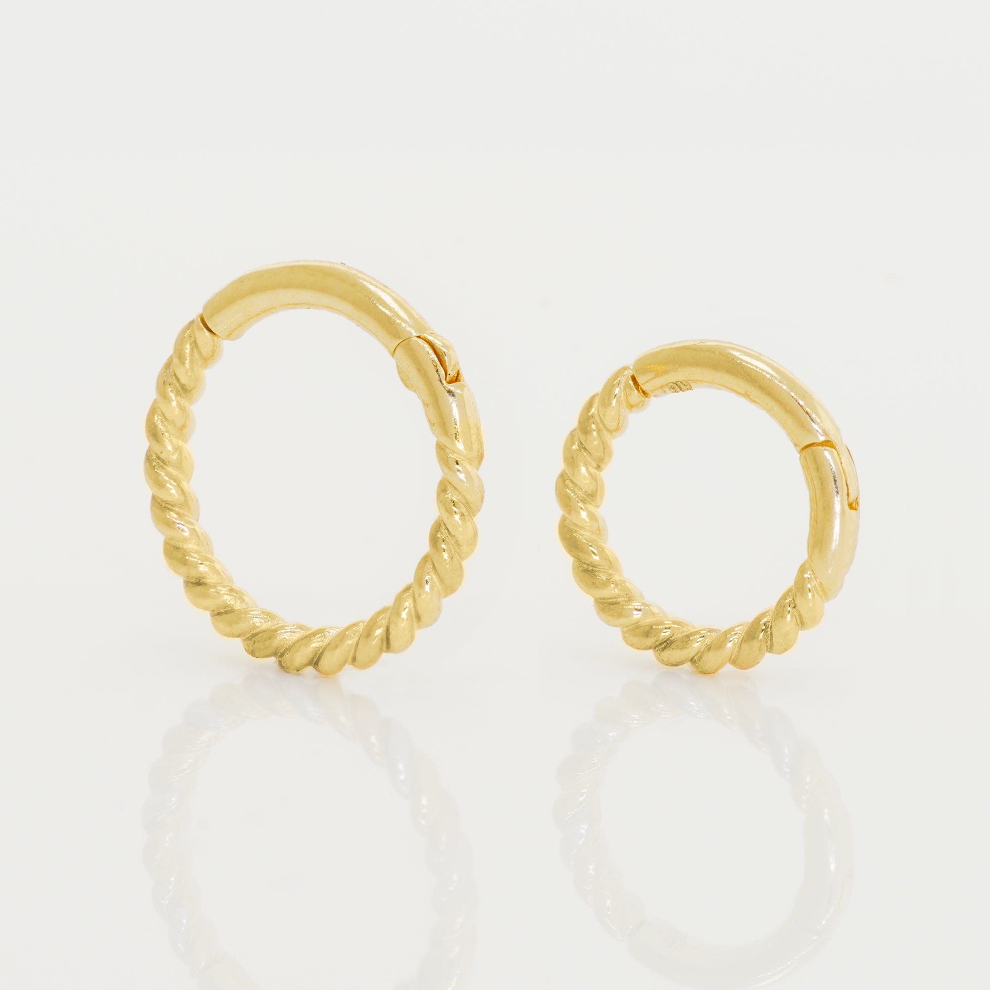 14K Solid Gold Twisted Rope Hoop Piercing - Anygolds 