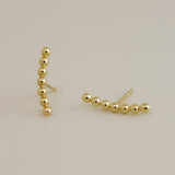 14K Solid Gold Beaded Gold Climber Stud Earrings - Anygolds 