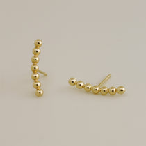 Beaded Gold Climber Stud Earrings - Anygolds