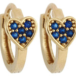 Sapphire Birthstone CZ Heart Huggie Hoop Earrings