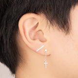 Diamond Cross Chain Drop Earrings
