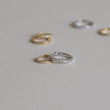 14K Solid Gold Diamond Round Eternity Hoop (Single, Pair) – Anygolds