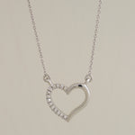 14K Solid Gold 0.05ctw Diamond Open Heart Necklace