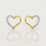 Heart with Diamond Stud Earrings