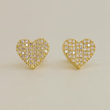 14K Solid Gold 0.21ctw Diamond Heart Stud Earrings