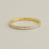 14K Solid Gold 0.08ctw Diamond Half Eternity Womens Wedding Band Ring