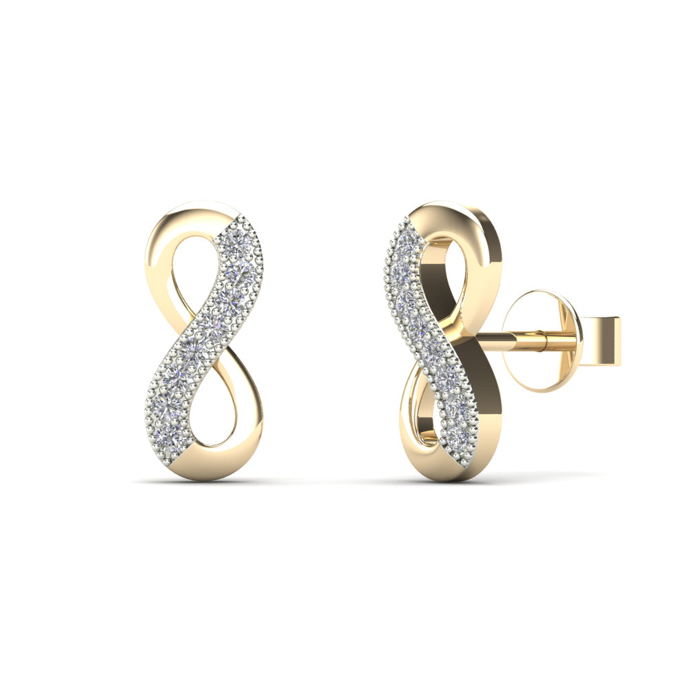 14K Solid Gold 0.06ctw Diamond Mini Infinity Stud Earrings - anygolds