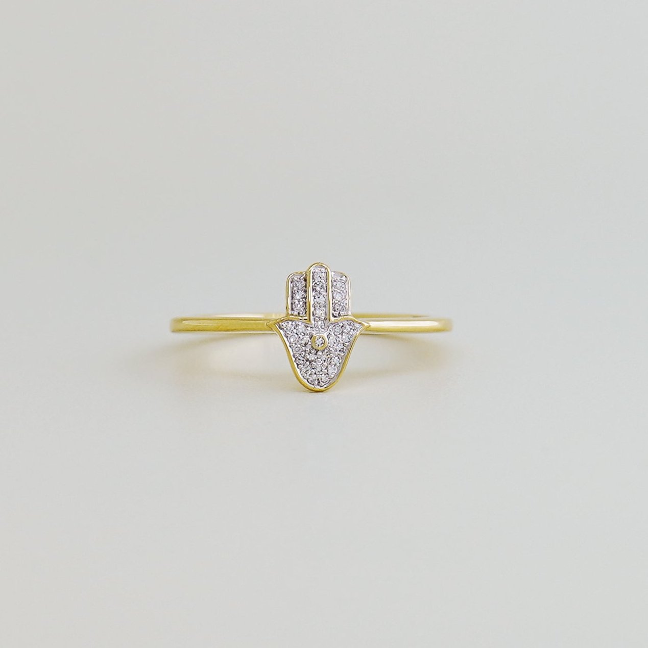Diamond Hamsa Ring - Anygolds