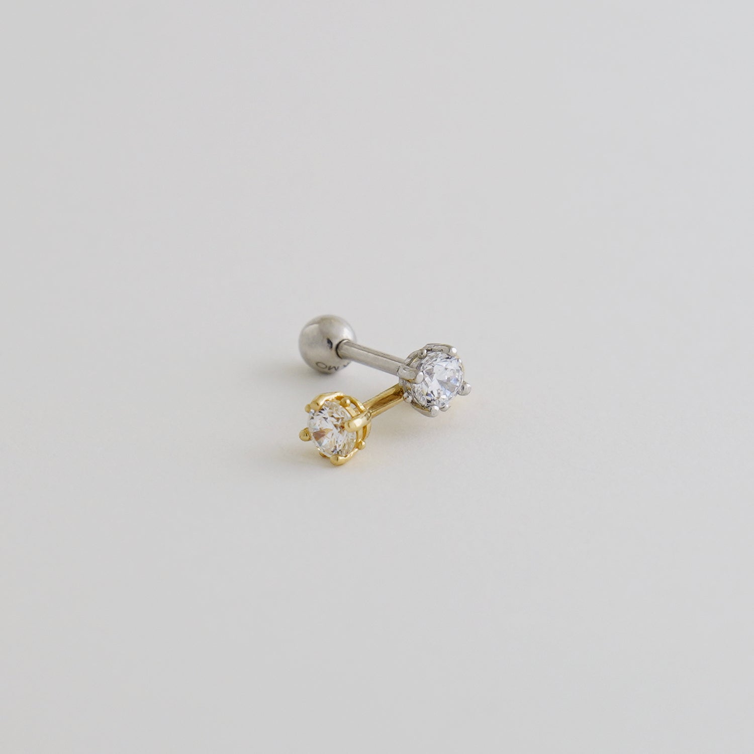 14K Solid Gold Solitaire Round CZ Tragus - anygolds