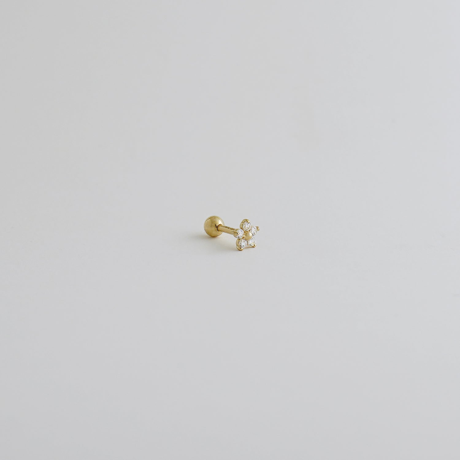 14K Solid Gold Baby Flower Tragus